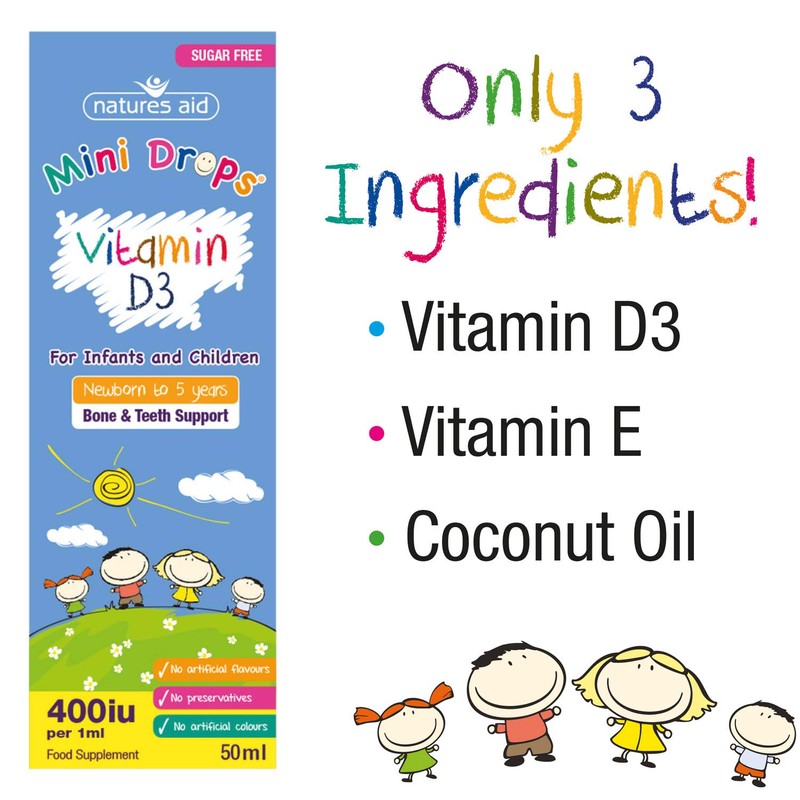 Natures Aid Vitamin D3 Mini Drops for Infants and Children,
