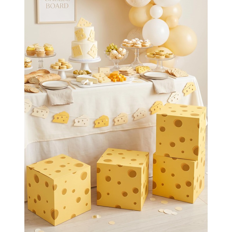 TOUROAM 4 PCS Cheese Party Decoration Boxes, Yellow Cheese Food