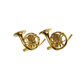 Miniblings Horn Waldhorn Instrument Hornist Manschettenknöpfe - Handmade I Manschettenknopf Cufflinks Hemdknöpfe I schöne Holzbox inklusive - Horn Waldhorn Instrument Hornist