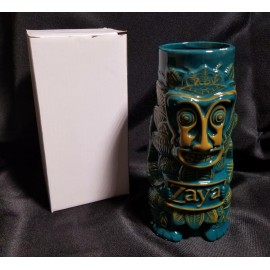 Zaya Rum Green Glazed Ceramic Tiki Mug Cup Glass With Hummingbird NEW