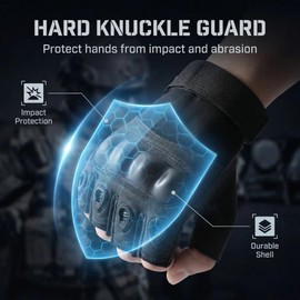 KEYSDEX Fingerless Motorcycle Gloves Men Women Tactical Riding Black L