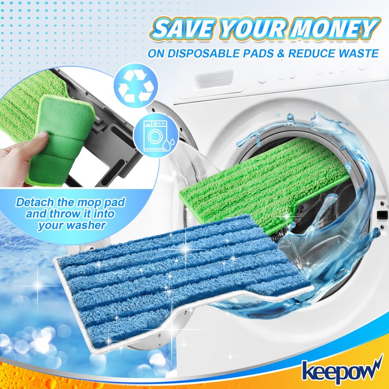 KEEPOW Reusable Replacement Pads Compatible with Shark Vac Mop VM252