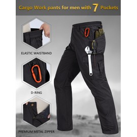 Zoofly Mens Cargo Pants Waterproof Hiking Pants for Men Ripstop Tactical Pants Multi Work Pants with 7 Pockets