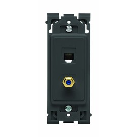 Leviton Renu QuickPort Phone/TV Insert, RE640-2OB, Onyx Black