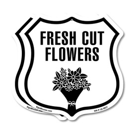 Fresh Cut Flowers Shop (2 Pack) 12 inch X 12 inch Shield-Shaped Rust-Free Aluminum Metal Signs Weather Resistant Made in the USA
