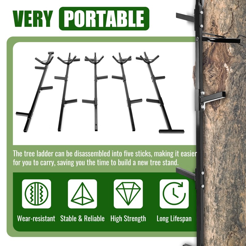 KUAFU 20 ft Climbing Stick Ladder for Tree Stands, Tree
