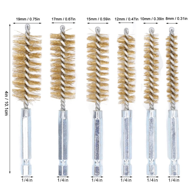 Brass Wire Bore Cleaning Brush Set - 6 Pieces with