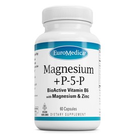 Euromedica Magnesio + P-5-P – 60 cápsulas – Vitamina B6 bio-activa con magnesio y zinc – Salud del corazón, energía, metabolismo, estado de ánimo – Sin OMG, vegano, Kosher – 60 porciones