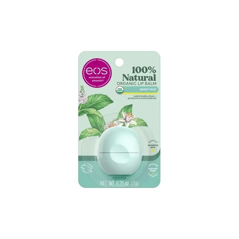 Eos Balsamo Labial Sweet Mint 100% Natural Esfera 7g
