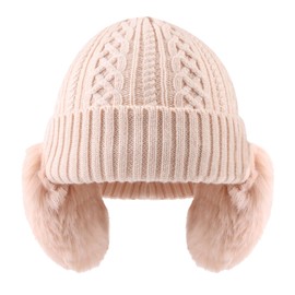 MniJiza Toddler Earflap Beanie Hat Kids Warm Fleece Lined Hats Boys Girls Winter Skull Cap (5-12T,Black)