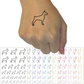 Miniature Pinscher Min Pin Dog Outline Temporary Tattoo Water Resistant Fake Body Art Set Collection - Brown (One Sheet)