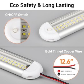 CT CAPETRONIX 12v Led Light Bar Strip, 80leds 1200LM 6.5W DC 12 Volt Led Strip Lights Fixtures with Switch, Enclosed Trailer Lights for RV Interior, V