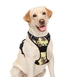 BARKBAY No Pull Dog Harness Large Step in Reflective Dog Harness with Front Clip and Easy Control Handle for Walking Training Running(Desert camo,L)