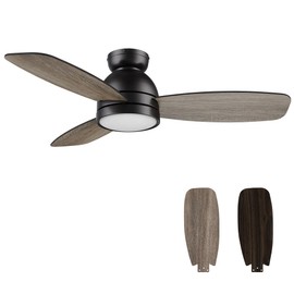Carro 44" Ceiling Fan with Light Flush Mount, DC 10 Speeds Silent Ceiling Fan with Remote, Low Profile Ceiling Fan with 3 Dual Finish Blades, 3 Light Colors Dimmable LED Ceiling Fan for Living Room
