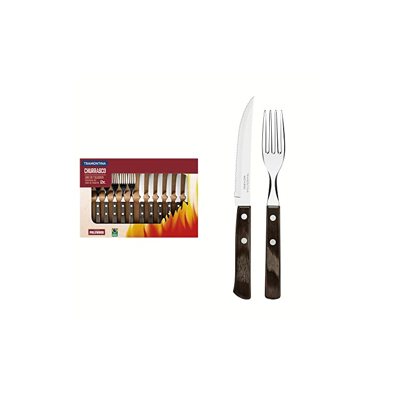 Tramontina Polywood Traditional Steak Set, Brown (12 Pieces)