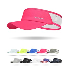 Sports Sun Visor Hats for Women Men Lightweight Breathable Cooling Stretchy Visors Foldable UPF 50+ for Running Tennis Golf (US, Alpha, One Size, Rose Red)