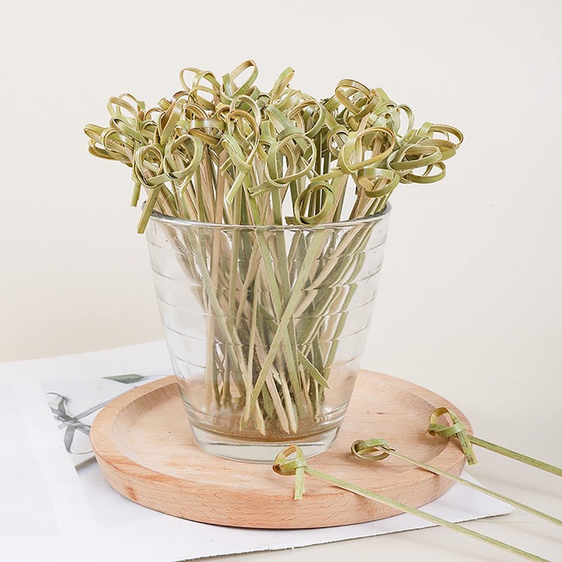 100Pcs Bamboo Cocktail Picks Toothpicks for Appetizers Natural Bamboo Knot