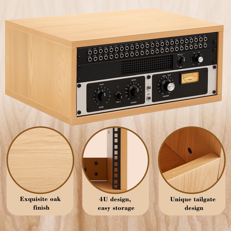 AceOrbit 4U Wooden Studio Rack for Pro Audio Gear 4u