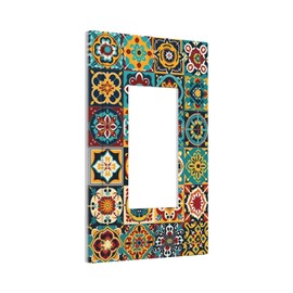 Ihsourgnitnem Decorative Outlet Covers Mexican Talavera Colorful Mosaic Tiles 1 Gang Single Rocker Light Switch Cover Plate Wall Plates Gfci Faceplate For Bathroom Kitchen Decor