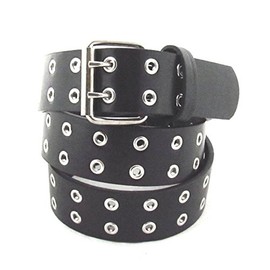Flevado Double Hole Rivet Belt, Black, with Pin Buckle, Punk Gothic Party Belt, 105 - 160 cm Length - Black , size: 105