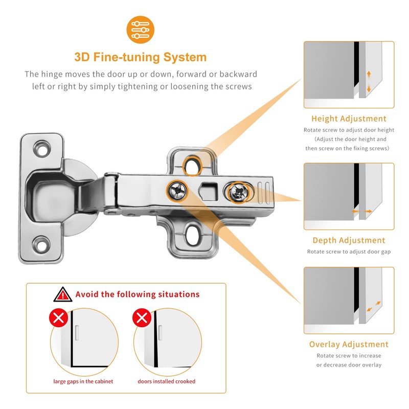 Chibery 2 PCS Full Overlay Soft Close Hinges, Clip ON