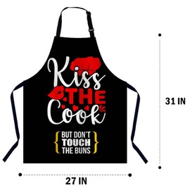 BGBDEIA Kiss The Cook Kitchen Apron for Women Men, Unisex Adjustable Cooking Apron, Waterproof Apron for Home Kitchen, Restaurant, Coffee House