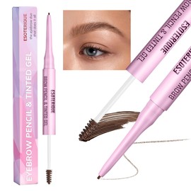 ESOTERIQUE Dual-Ended Eyebrow Pencil & Tinted Gel, Waterproof Eyebrow Tint with Ultra-Fine Eyebrow Pencil, Effortless Natural Looking Brows, All Day Wear - Dark Brown