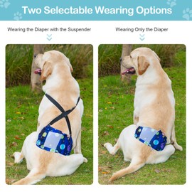 3 Pack Avont Dog Belly Bands Diapers Male with 1 Detachable Suspender, Reusable Washable Boy Doggie Pee Wraps with Harness, Separable Shoulder Strap Escape Proof & Non-Slip -Space Theme 2XL