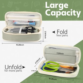 PUPTILY PUPTILY Pencil Case, Large Capacity Aesthetic Pencil Cases with Durable Zipper, Big Stationery Pencil Pouch for Women & Men, Adults Portable Storage Organizer Bag for College, Office, Travel (Green)