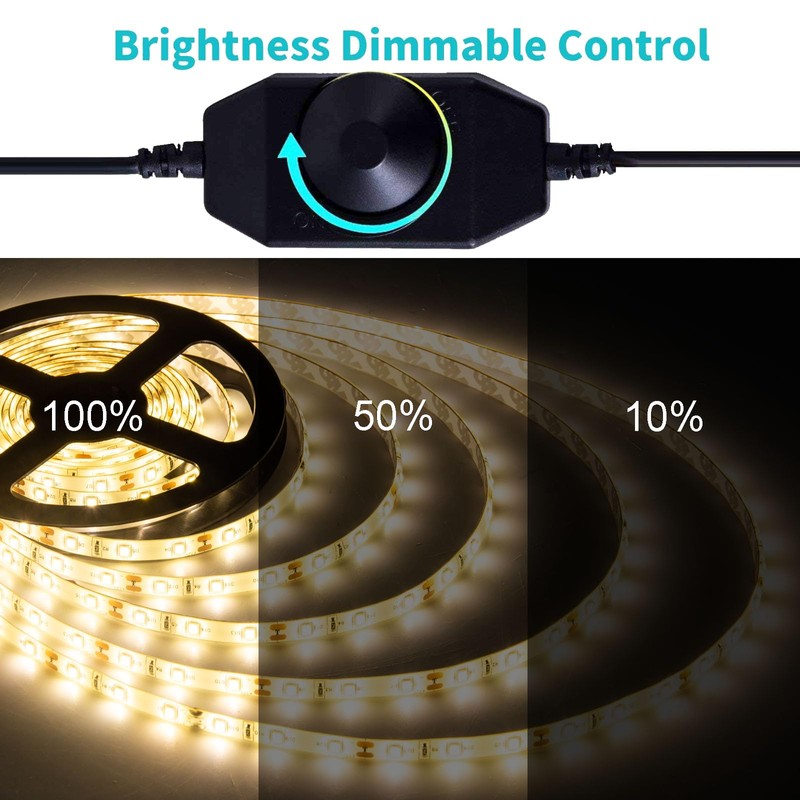 JUNWEN 50ft Warm White Led Strip Lights, 12V Waterproof Flexible