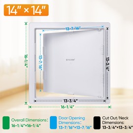 TICONN Access Panel for Drywall, 14 x 14 Inch ABS Plastic Wall Hole Cover Access Doors, Easy Install Drywall Access Panel, Ceiling, Wiring and Cables