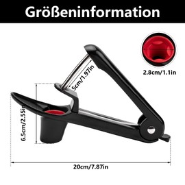 Cherry Pitter Stainless Steel, Cherry Stone Remover, Cherry Pitter Manual, Cherry Corer, Fruit Corer Remover, for Quick Pitter Cherries (Black)