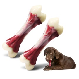 Pasking 2 Pack Dog Chew Toys for Aggressive Chewers, Beef Flavor Indestructible Nylon Puppy Bone Tough Teething & Calming for Large Medium Breeds(20lbs-75lbs) Birthday Gift Christmas