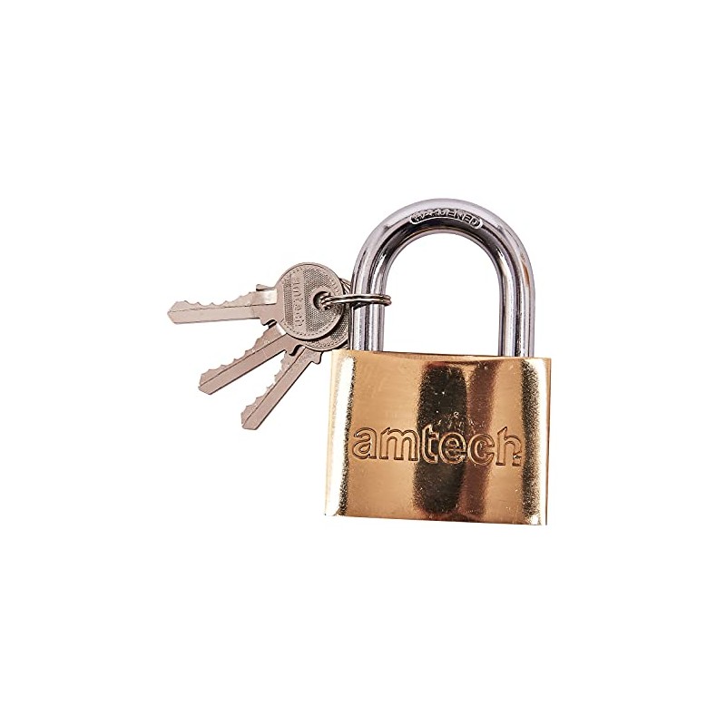 Amtech T1400C 63mm Solid Brass Padlock, Small Padlock with Keys