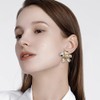 Chunky Flower Two Tone Big Stud Earrings for Women Dainty