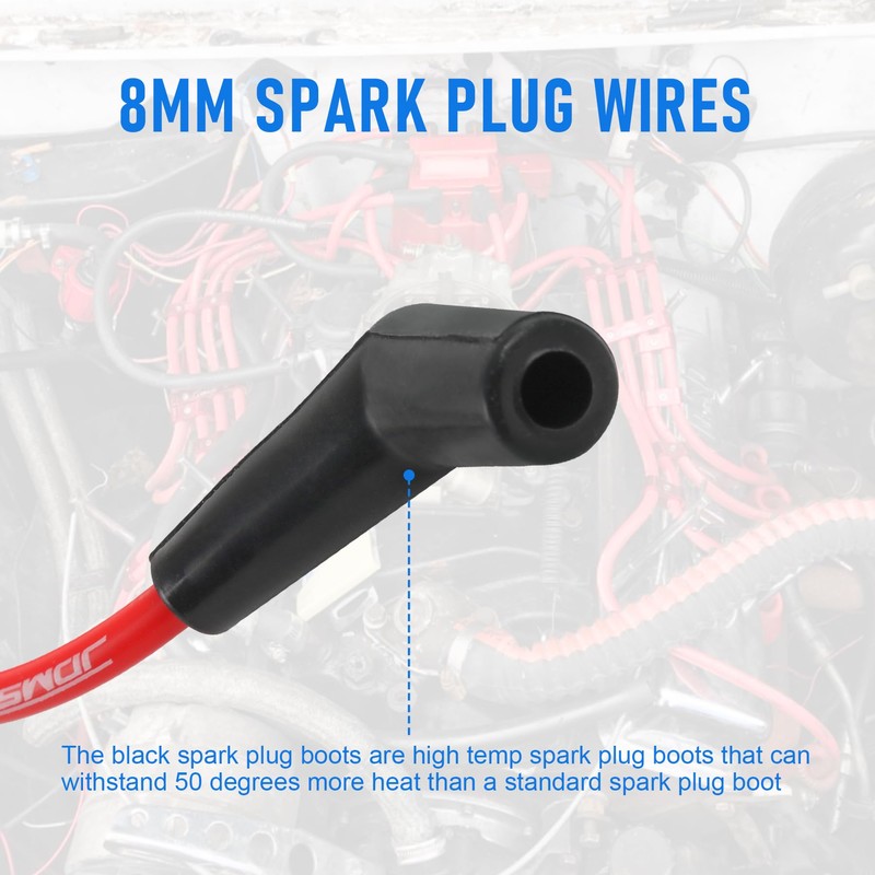 JDMSPEED New HEI Red Spiral Core Spark Plug Wires 45