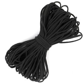 Trimming Shop 2.5mm Wide Black Elastic Band Thin Earloop Round Cord, Soft & Comfortable Stretchy Elastic String for Sewing, Handmade DIY Crafts, 10 Metres Long