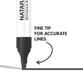 Nataraj 12 x Black Whiteboard Marker Pens 2.5mm Chisel Tip Erasable Dry Wipe Marker For Office and Home - Sold By VR Angel
