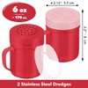 CUSINIUM 6oz Red Stainless Steel Salt Pepper Dredge Shakers -