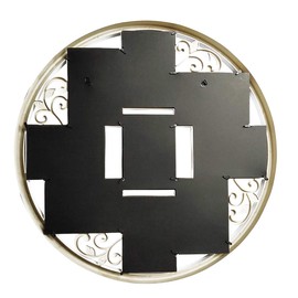 MKUN 4x6 Wall Collage Picture Frames - Round Circular Wall hanging Picture Photo Collage Frame with leaf decoration, 9- Opening (White)