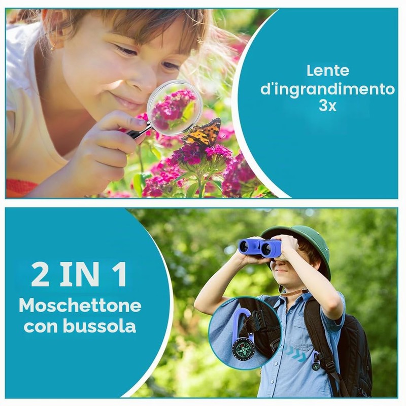 AYESY Binocolo per Bambini, Portatile Binocolo Set con Lente di