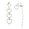 ALOHAMONI Heart Drop Asymmetric Heart Motif Asymmetrical Earrings, Gold, Silver,