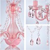 Plug in Chandeliers, 4-Light Pink Small Acrylic Crystal Hanging Ceiling