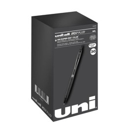 uniball 207 Plus+ Retractable Gel Pens 36 Pack in Black with 0.7mm Medium Point Pen Tips - Uni-Super Ink+ is Smooth, Vibrant, and Protects Against Water, Fading, and Fraud