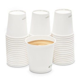 wisefood® Coffee Cups to Go [200 ml] Cappuccino Paper Cups Disposable Heat Resistant [Pack of 50] Coffee to Go Cups Paper Cups White Compostable Organic Coffee Cups Cups for Hot Drinks Event Party
