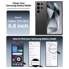EZ-GLAZ- 4 Pack for Galaxy S24 Ultra [6.8"] Screen Protector, 100% Fingerprint Unlock, 9H+ Hardness Military Grade Shatterproof Long Durable Tempered Glass Film with Flawless Fit Box, HD Clear