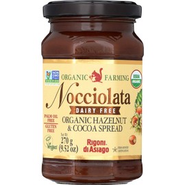 Rigoni Di Asiago Nocciolata DAIRY FREE Organic Hazelnut & Cocoa Spread, 8.82 oz Jar (Hazelnut Cocoa, 2 Pack)