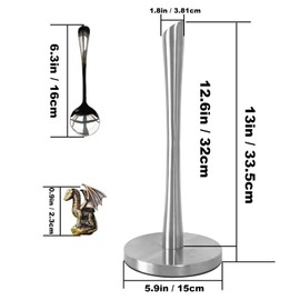 Paper Towel Holder countertop, Free-Standing Kitchen roll Holder for Kitchen Bathroom, Paper Towel Holder Stand Dispenser with Stainless Base Fits Standard (Silver-1)