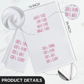 Koesus Pink Christian Kitchen Towels,Hymn Tea Towels,God's Timing Plan Will Glory Inspirational Religious Dish Tea Towel, Faith Based Hand Towel for Bathroom, Christian Home Decor, 16x24 Inch