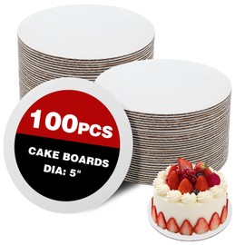 100 Pcs 5 Inch Round Cake Boards, 0.08 Inch Thick White Corrugated Cardboard Cake Base Boards for Baking - Waterproof & Eco-Friendly